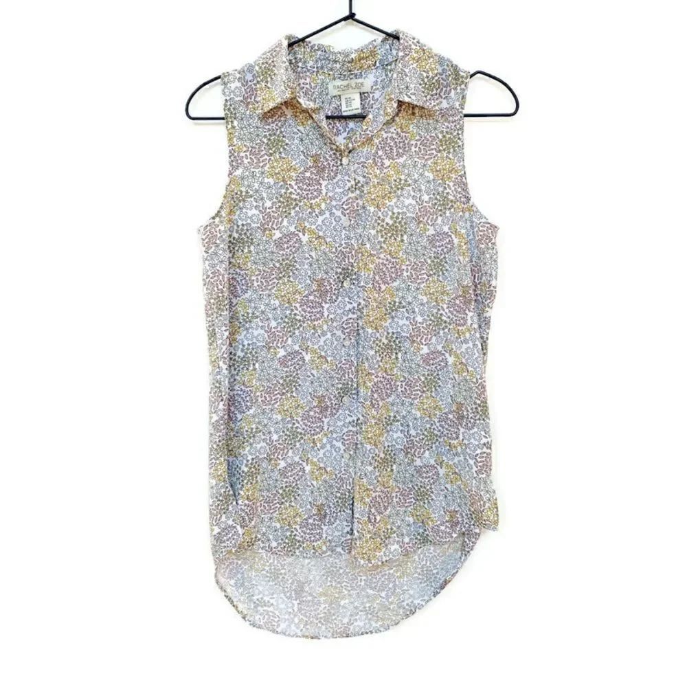 Rachel Zoe Sleeveless Collared Button Up Floral Blouse XS